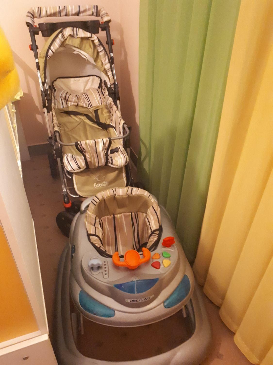 تخت گهواره ای وکالسکه دلیجان و صندلی غذا|تخت و صندلی بچه|خرم‌آباد, |دیوار