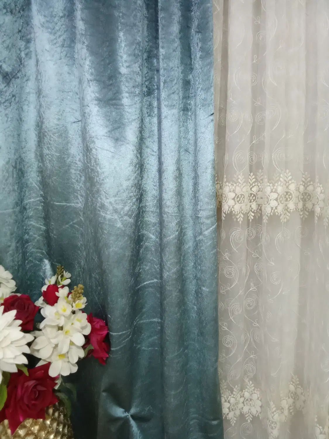 پرده پذیرایی تور و یالان مخمل|پرده، رانر، رومیزی|مشهد, اروند|دیوار
