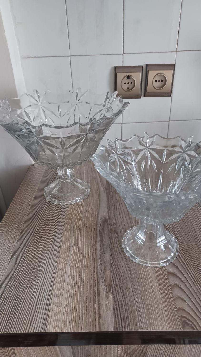 جا میوه‌ای کریستال وجای آجیل پایه دار|ظروف سرو و پذیرایی|ساوه, |دیوار