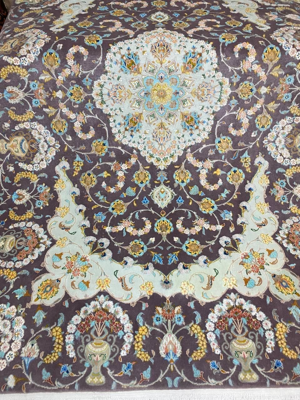 یک تخته قالیچه ۳ متری کاشان کرک و گل ابریشم|فرش|تهران, بازار|دیوار