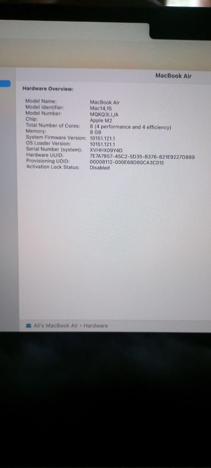 MacBook Air M2مدل MQKQ3|رایانه همراه|اصفهان, طامه|دیوار
