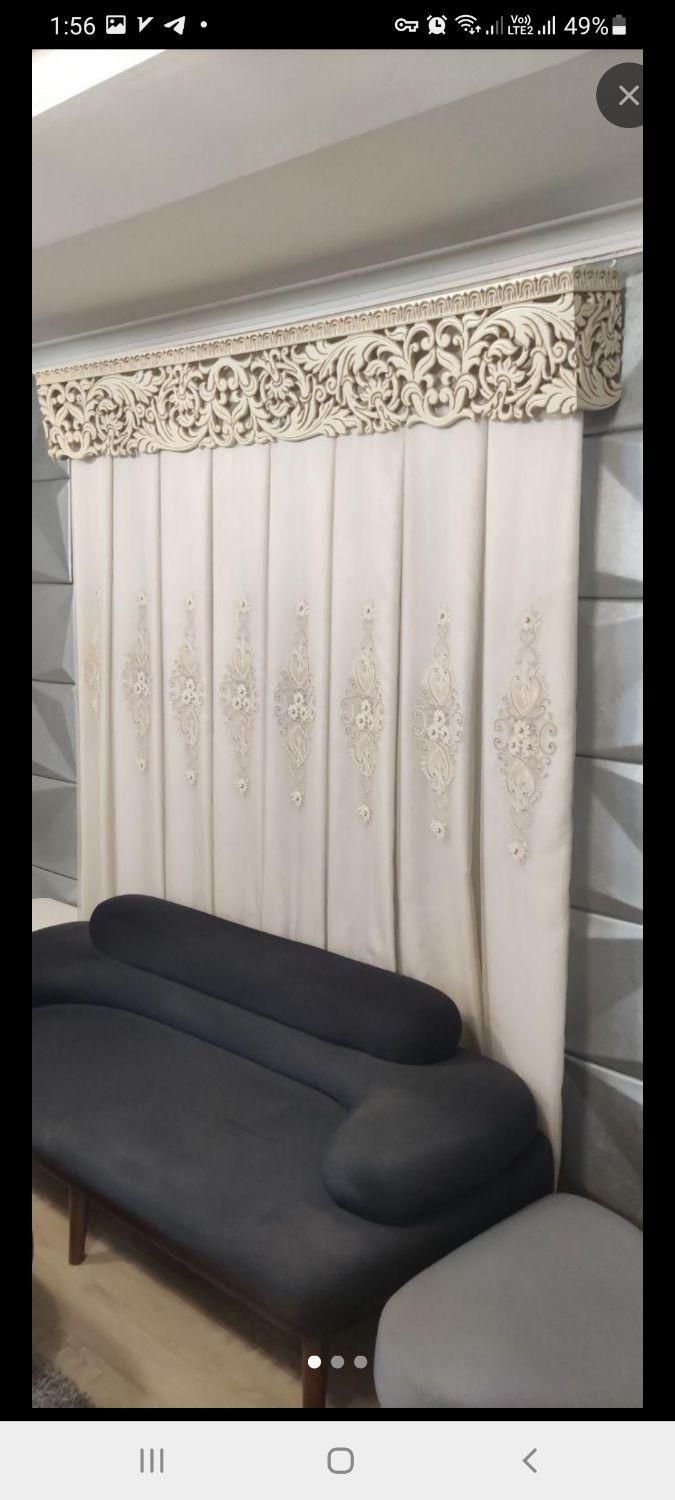 پرده حریر آستردوزی همراه باکتیبه،، انداره ۲ در ۲۴۰|پرده، رانر، رومیزی|رشت, معلم|دیوار