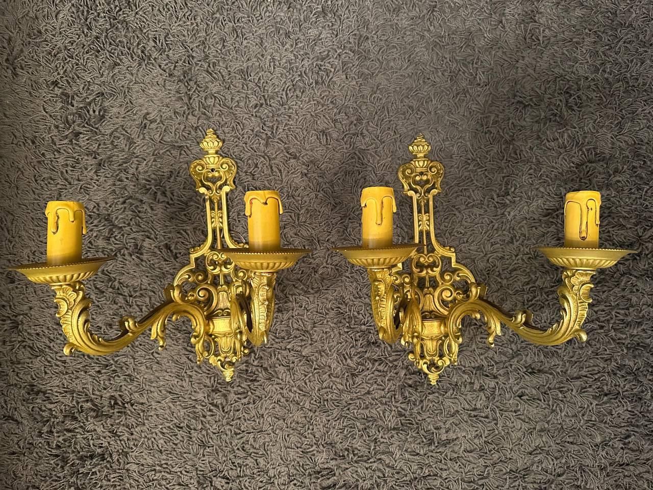 جفت دیوارکوب برنز ایتالیا|لوستر و چراغ آویز|تهران, دروس|دیوار