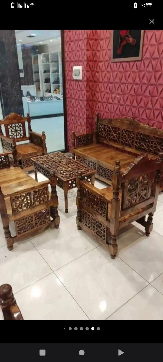 تخت شاه نشین چوبی M/66|مبلمان خانگی و میز عسلی|اصفهان, هفتون|دیوار