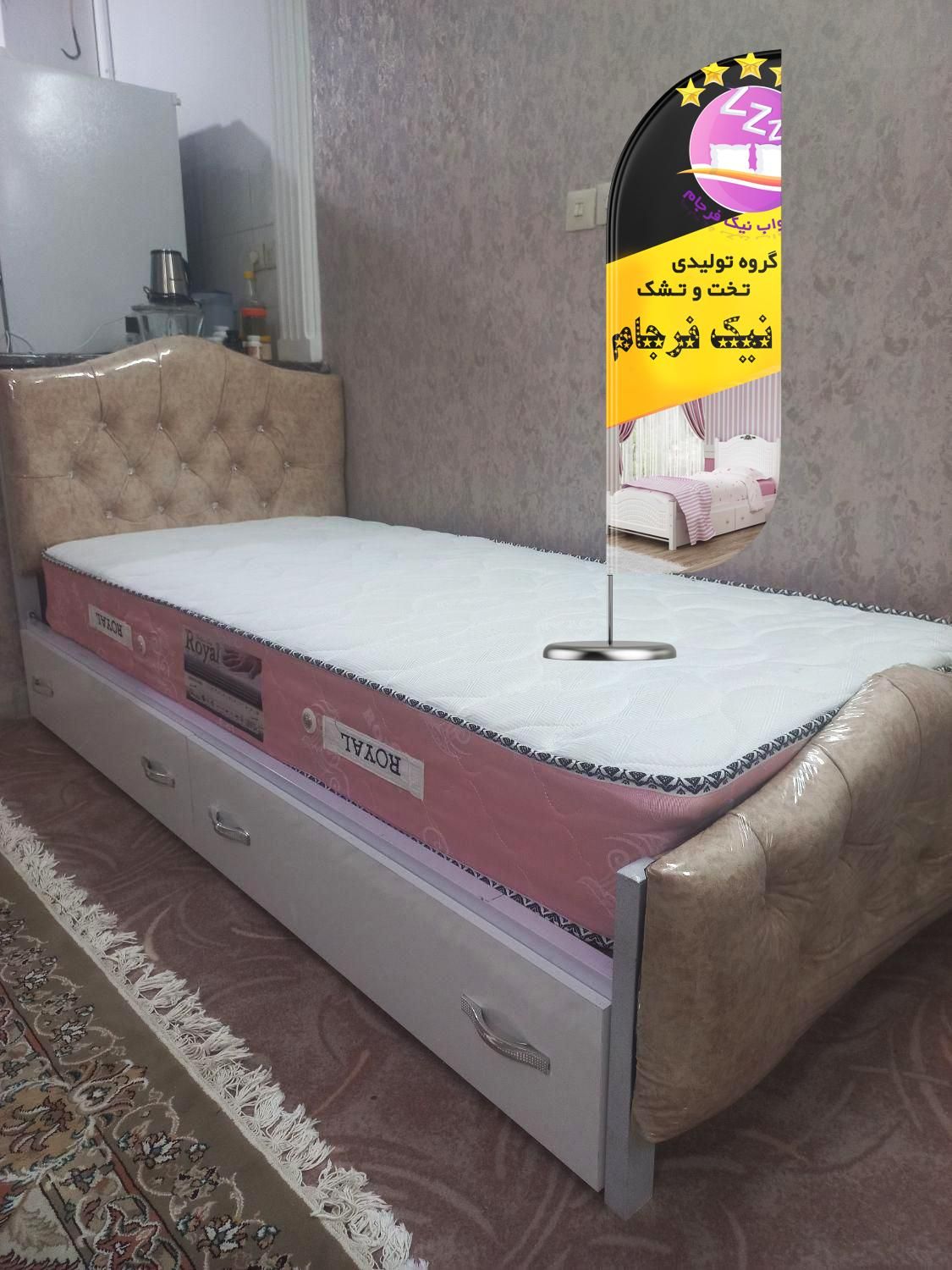 تخت خواب یک نفره فلز پنهان(تختخواب ۱یکنفره) سلطنتی|تخت و سرویس خواب|مشهد, سپاد|دیوار