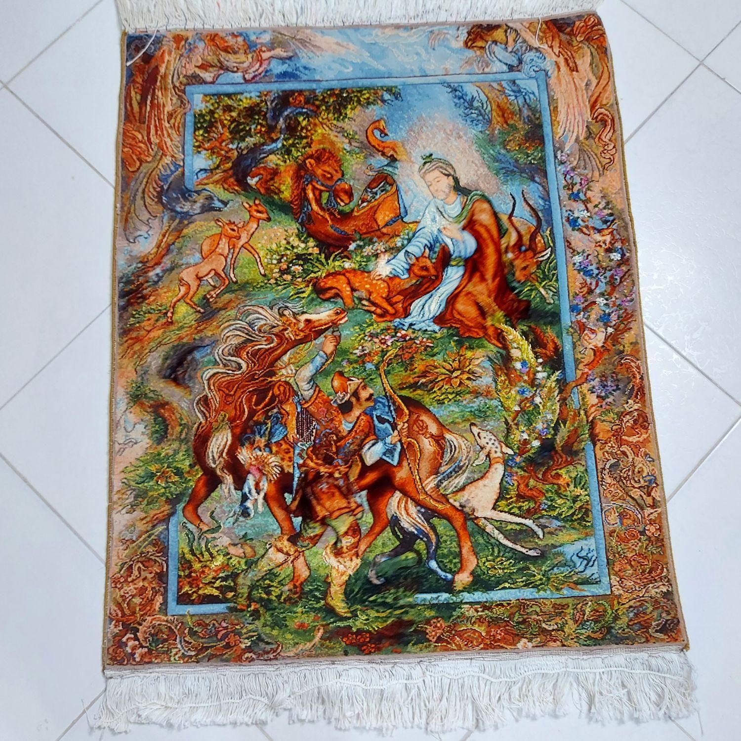 تابلوفرش مینیاتور ضامن آهو تابلو فرش دستبافت|تابلو فرش|مشهد, کوشش|دیوار