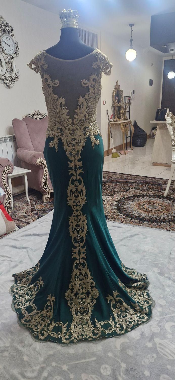لباس مجلسی مدل ماهی سایز ۴۲-۴۴ سبز درباری|لباس|شیراز, ریشمک|دیوار