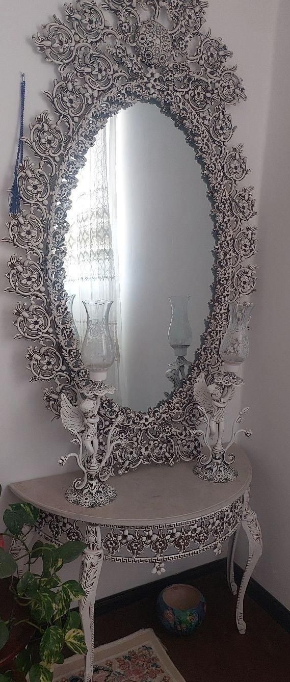 اینه کنسول بسیار زیبا مناسب جهیزیه عروس|بوفه، ویترین، کنسول|ساری, |دیوار