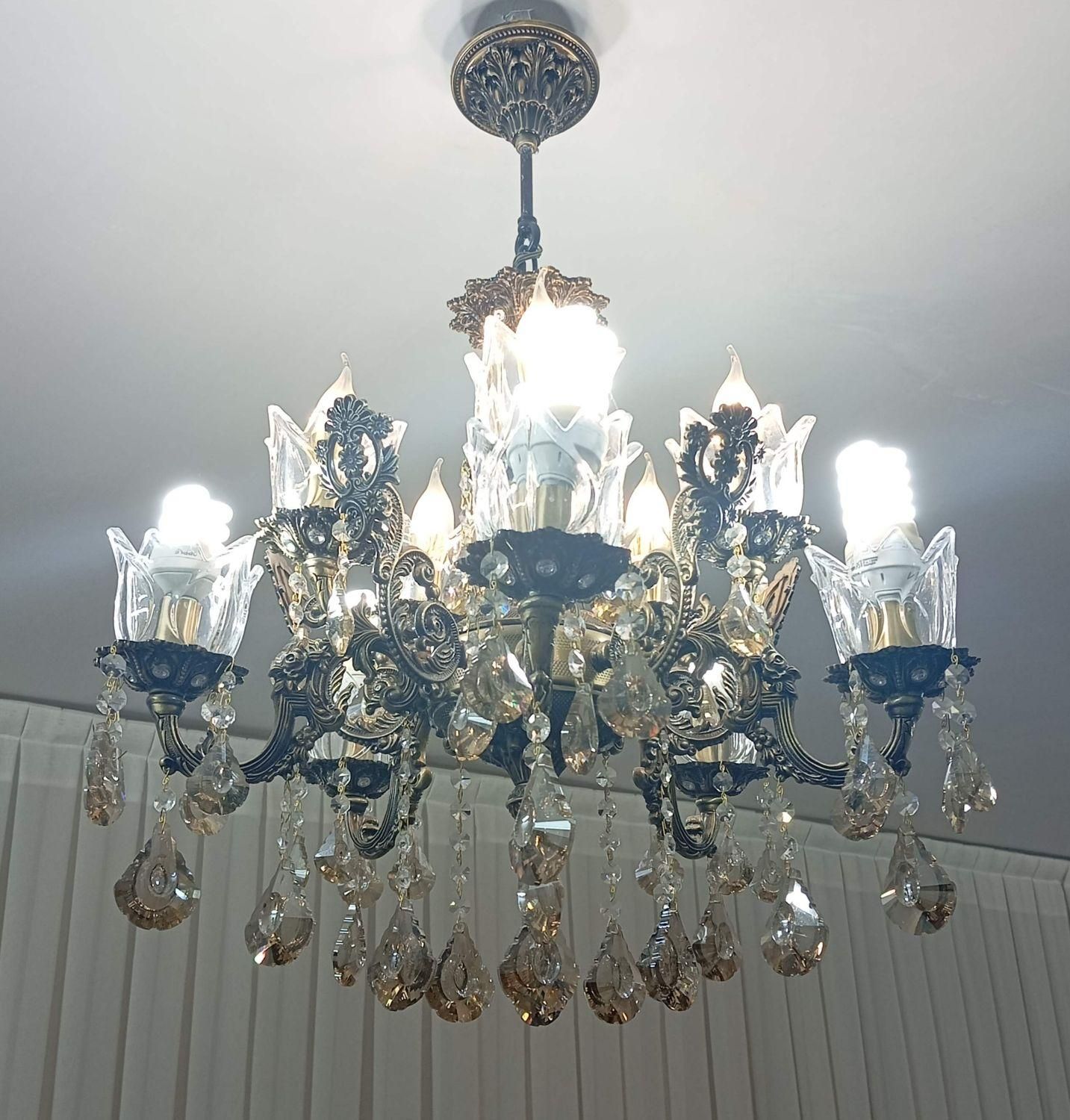 یک جفت لوستر 10شاخه به همراه 10عدد لامپ|لوستر و چراغ آویز|بیرجند, |دیوار