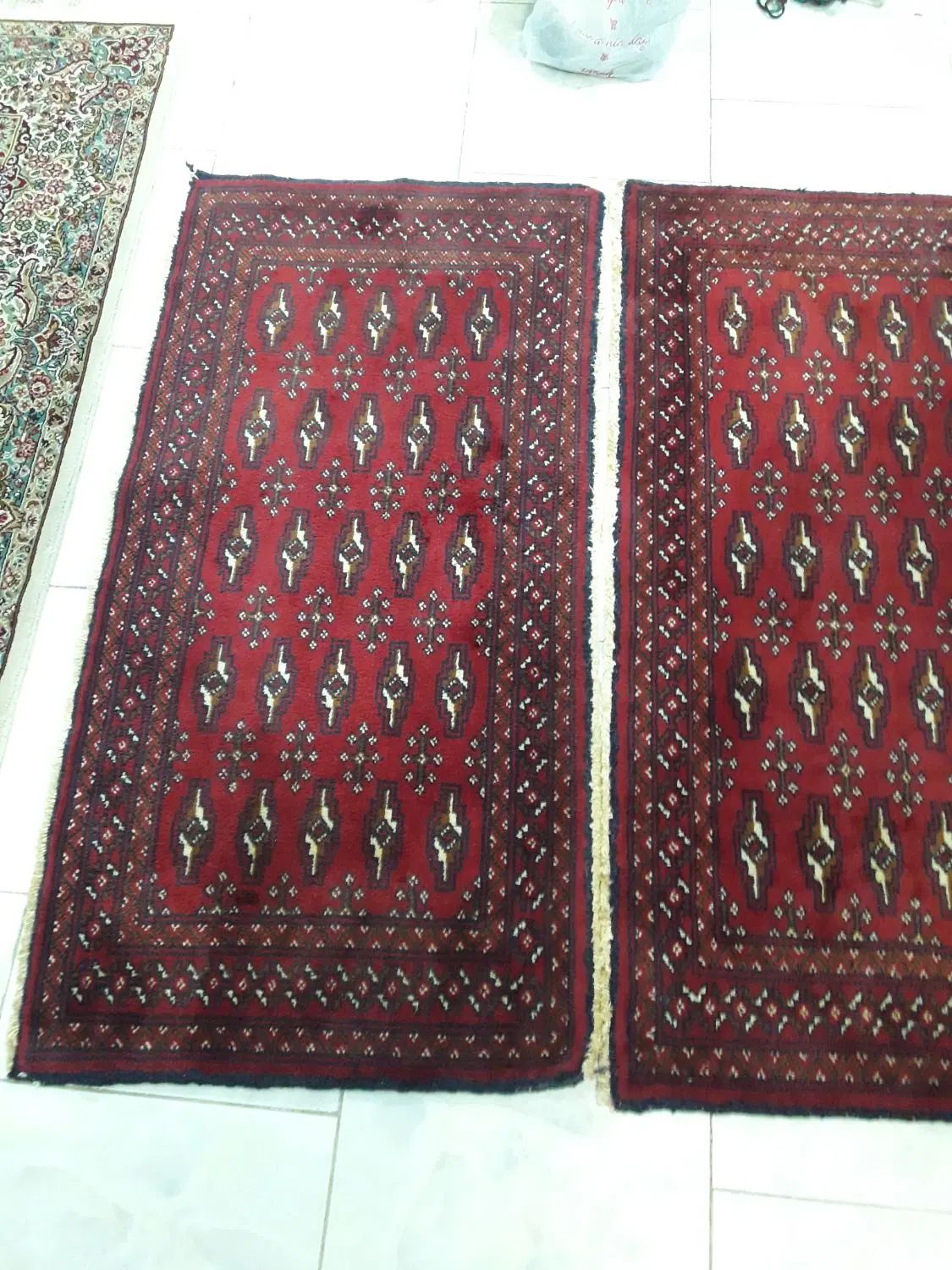 قالیچه فرش دستی قدیمی دوعدد پادری|فرش|رشت, ساغری سازان|دیوار