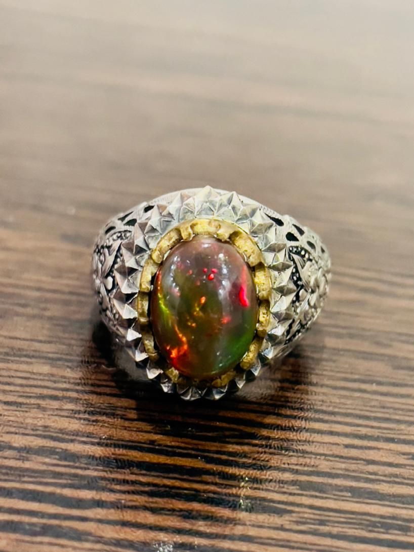 انگشتر اوپال اتیوپی هفت رنگ آتشین|جواهرات|اهواز, زیتون کارگری|دیوار