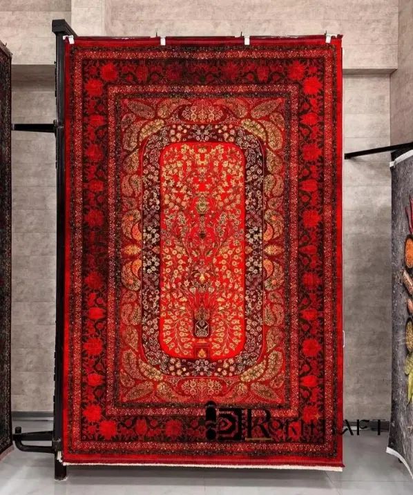 فرش سرزمین کاشان ۱۲۰۰شانه جدید سال رنگ توسی|فرش|شیراز, ریشمک|دیوار