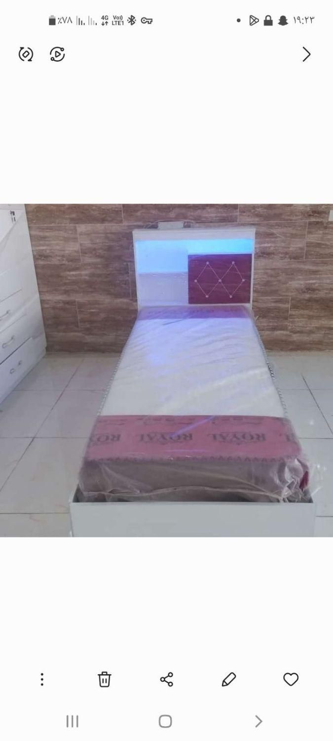 تخت ۱نفره چراغدار|تخت و سرویس خواب|رامهرمز, |دیوار