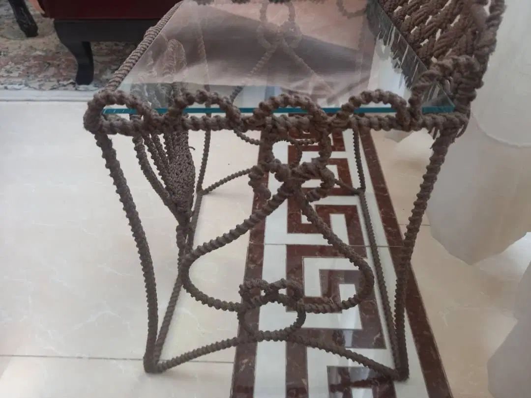 میز تلفن فرفورژه با بافت مکرومه در حد واقعا نو|مبلمان خانگی و میز عسلی|تهران, جنت‌آباد جنوبی|دیوار