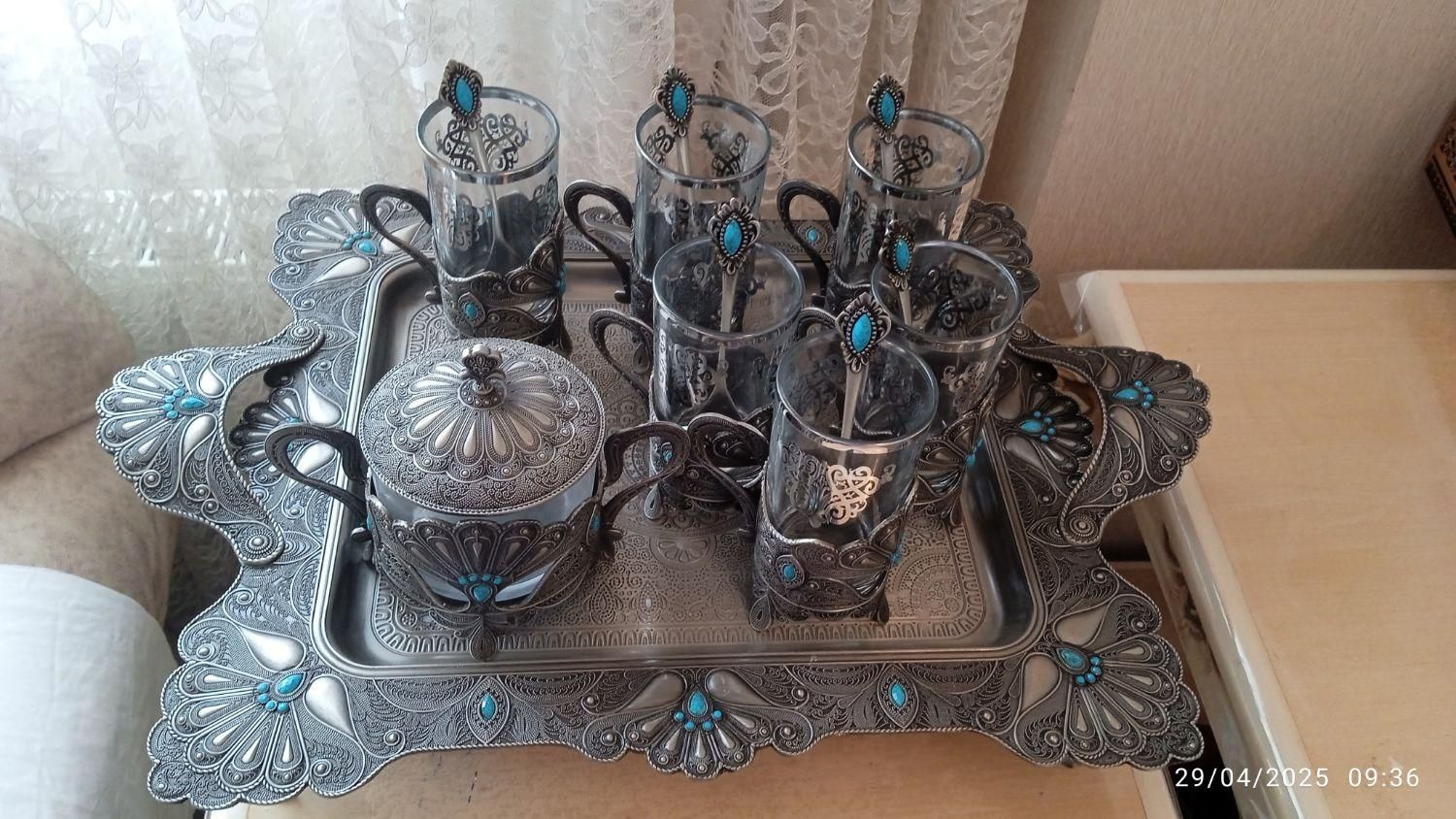 فروش فوری سرویس چای خوری پیونر نگین دار کاملاً نو|ظروف سرو و پذیرایی|قم, عمار یاسر|دیوار