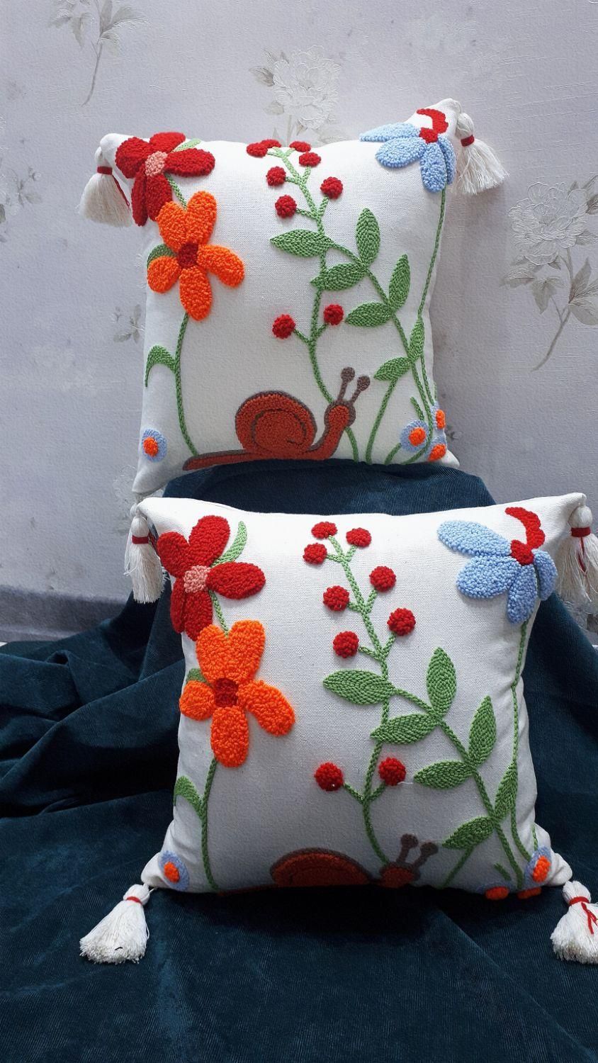 کوسن پانچدوزی شده(گلدوزی با دست)|صنایع دستی و سایر لوازم تزئینی|اصفهان, باغ زیار|دیوار