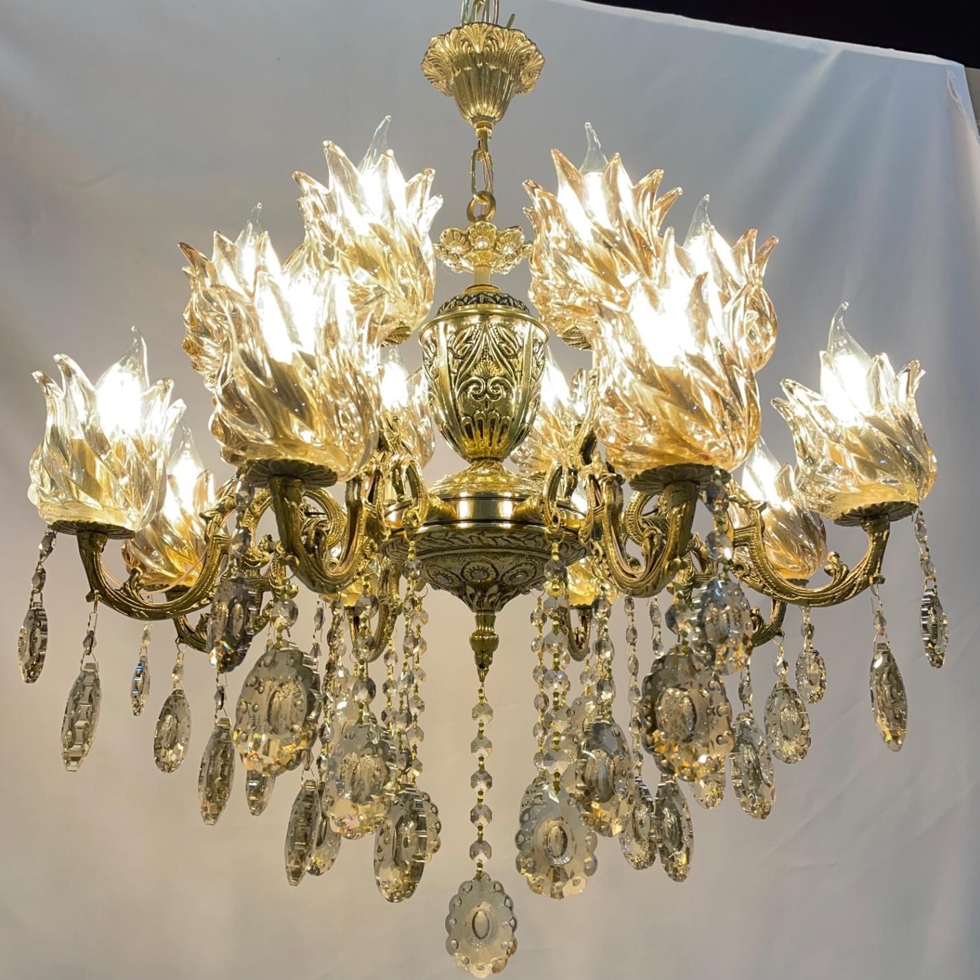 لوستر ۱۶شعله برنجی با ضمانت /لوستر دریای نور|لوستر و چراغ آویز|تهران, نعمتآباد|دیوار