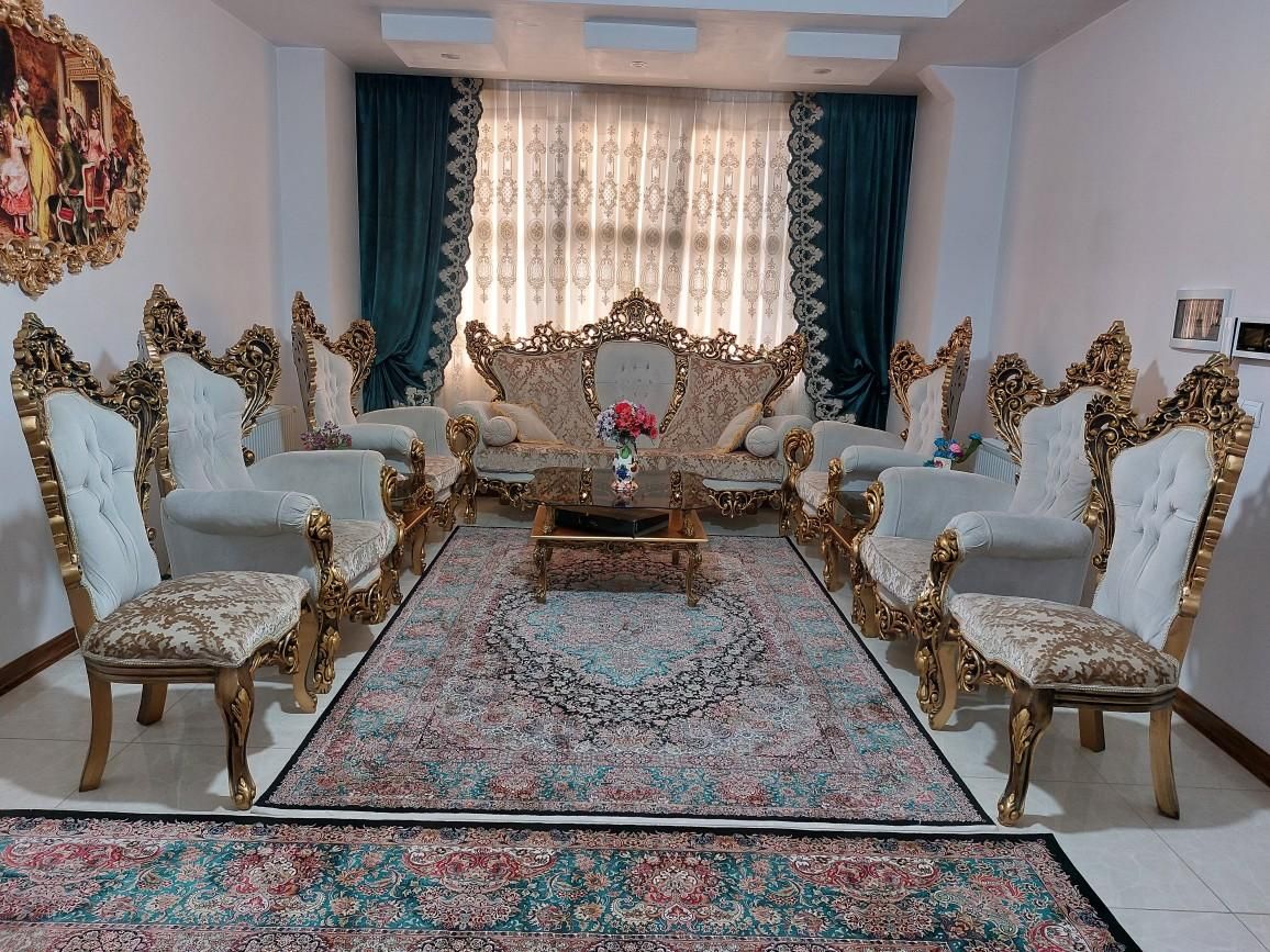 مبلمان سلطنتی ۹ نفره با جلو مبلی وعسلی|مبلمان خانگی و میز عسلی|شهریار, |دیوار