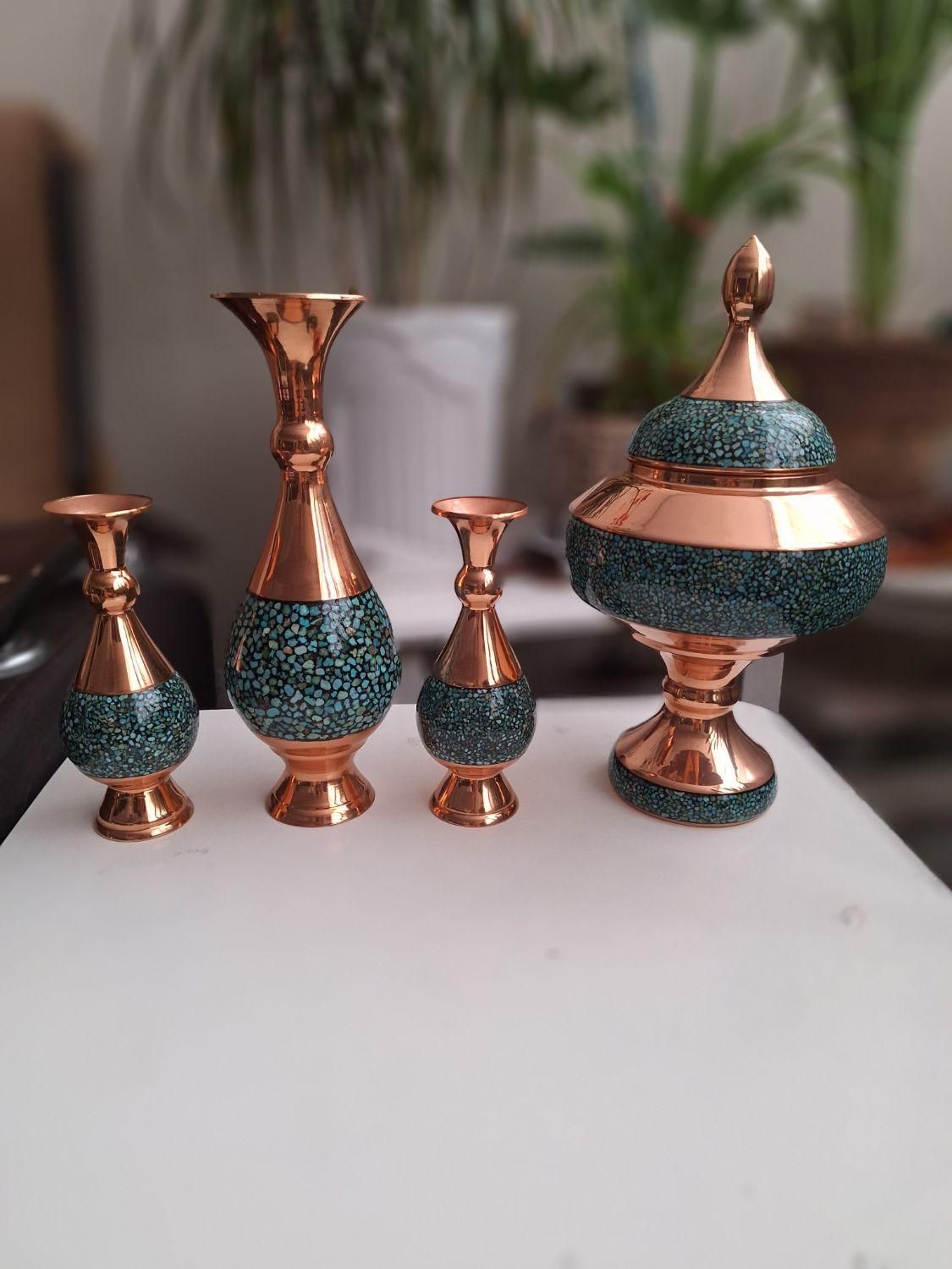 ست ظروف مسی فیروزه کوبی|صنایع دستی و سایر لوازم تزئینی|تهران, افسریه|دیوار