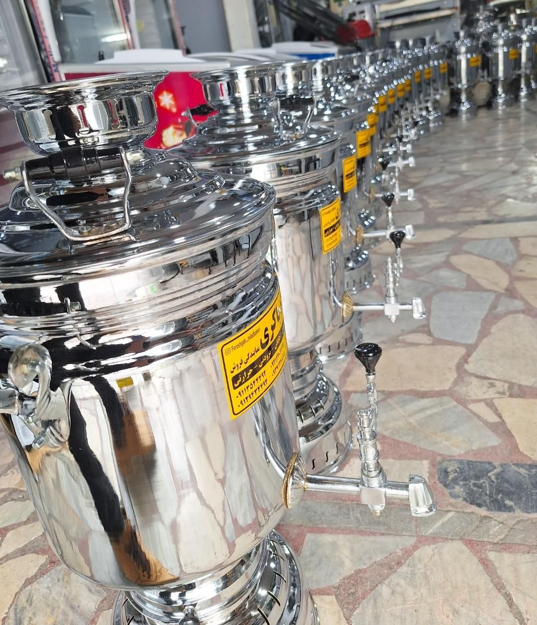 سماور گازی برنجی نقره ای سنتی|سماور، چای‌ساز، قهوه‌ساز|ساری, |دیوار