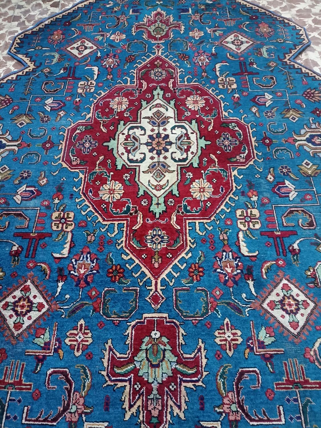 فرش دسباف قبا آذرشهر رنگ فیروزه ای اندازه2در3.15|فرش|خوی, |دیوار