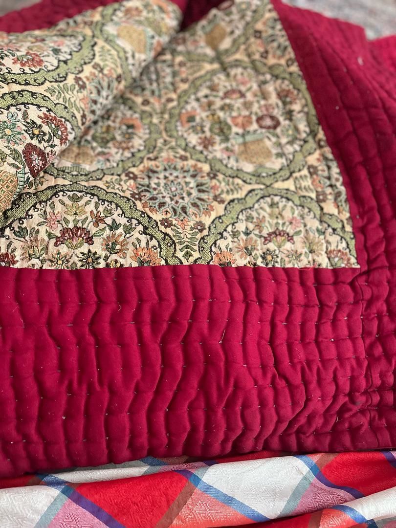 لحاف پنبهای مخمل و ترمه|رختخواب، بالش، پتو|کرمان, |دیوار