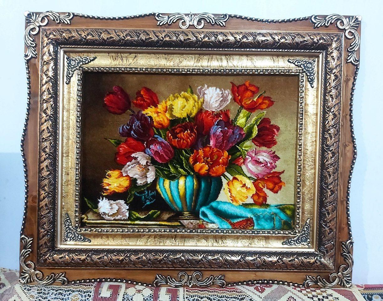 تابلو گل آهو کد 11 دستبافت و ابریشم دار|تابلو فرش|تبریز, |دیوار