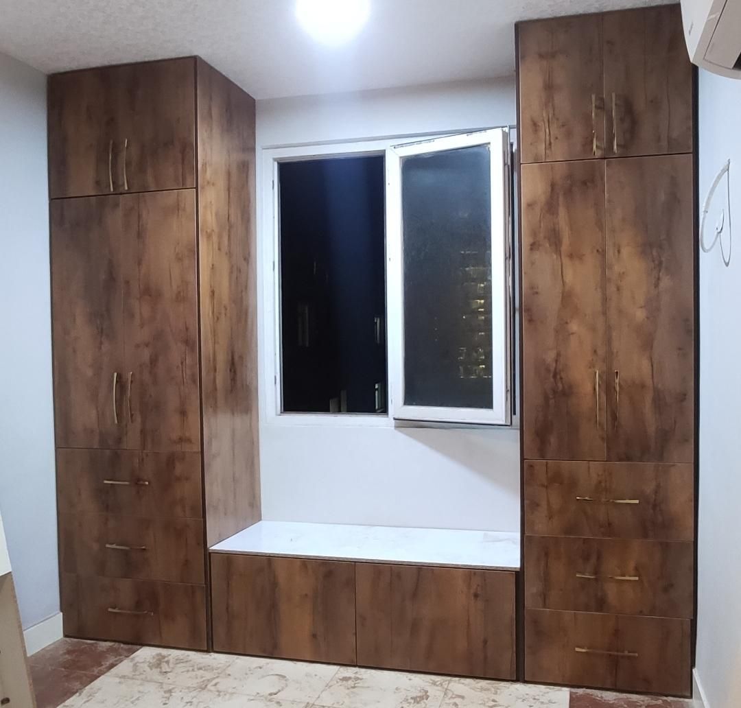 طراحی و اجرای کابینت کمد دیواری دکور تیوی وال|مصالح و تجهیزات ساختمان|اهواز, گلستان|دیوار