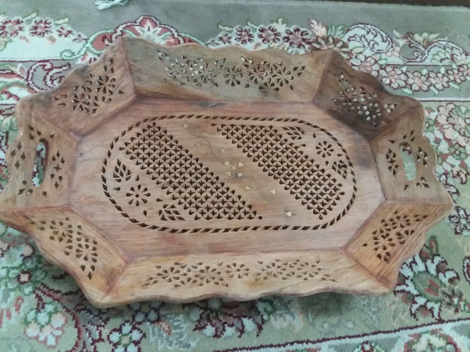 سینی منبتکاری چوبی|صنایع دستی و سایر لوازم تزئینی|تهران, زرکش|دیوار