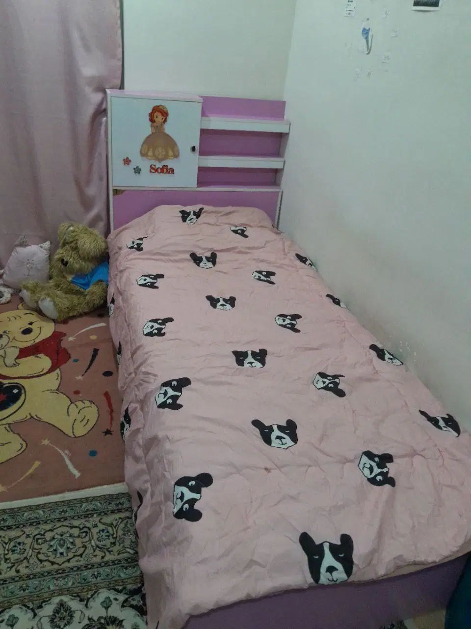 تخت/میز تحریر/کتابخانه/پرده/تشک فنری|تخت و سرویس خواب|تهران, فدک|دیوار