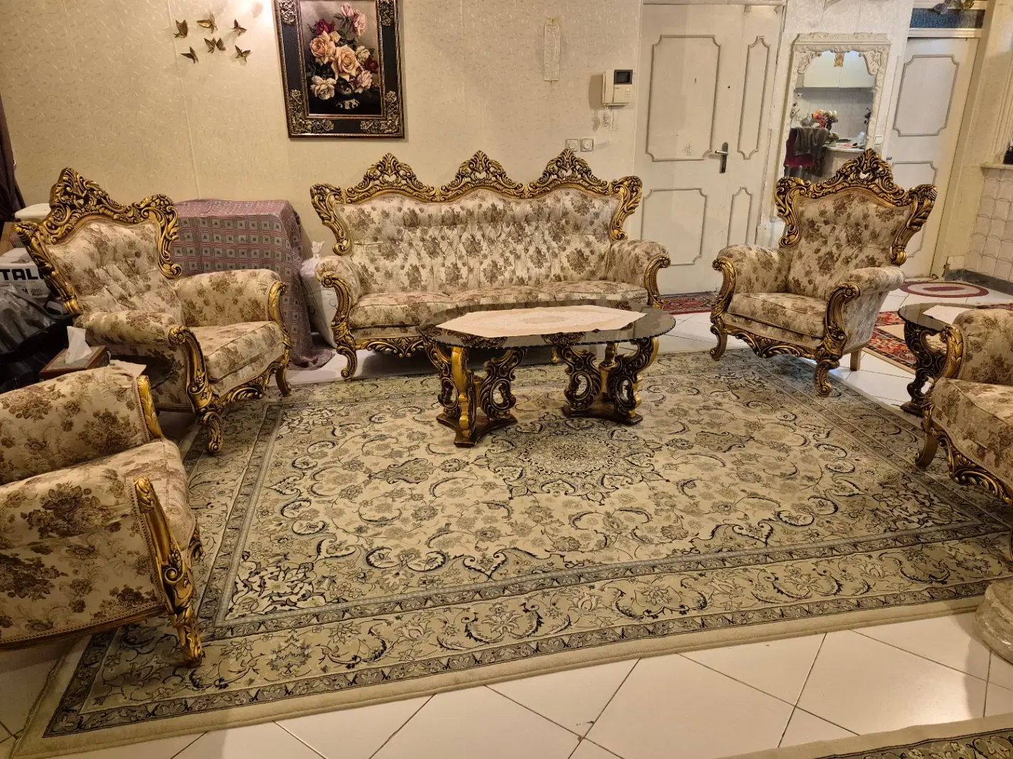 فروش مبلمان ۹ نفره  چوب راش در حد نو بسیار تمیز|مبلمان خانگی و میز عسلی|تهران, سنگلج (شاپور)|دیوار