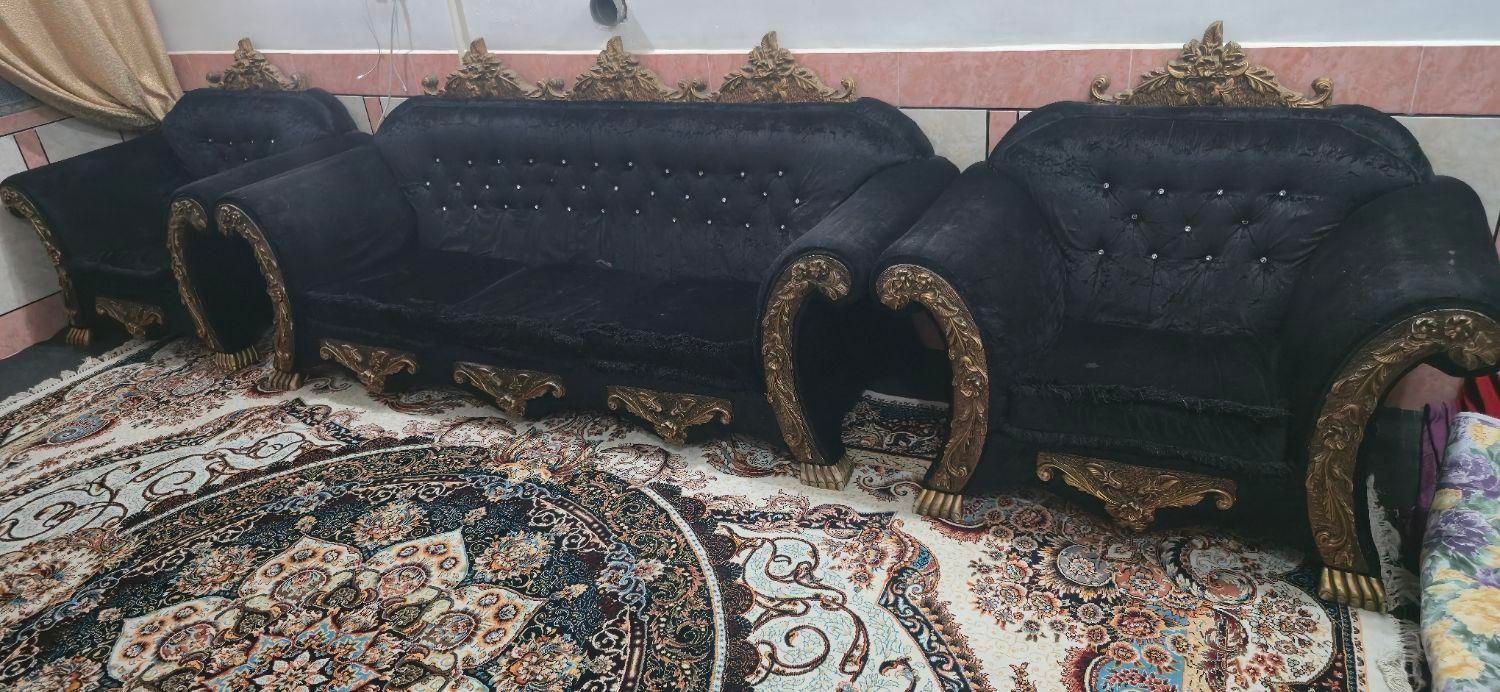 مبل 7 نفره سلطنتی با بر مبنای چوب نه فایبرگلاس|مبلمان خانگی و میز عسلی|دزفول, |دیوار