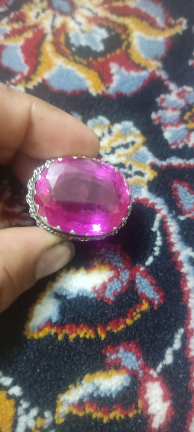 انگشتر نقره دست ساز سنگ توپاز صورتی|بدلیجات|اصفهان, آزادان|دیوار