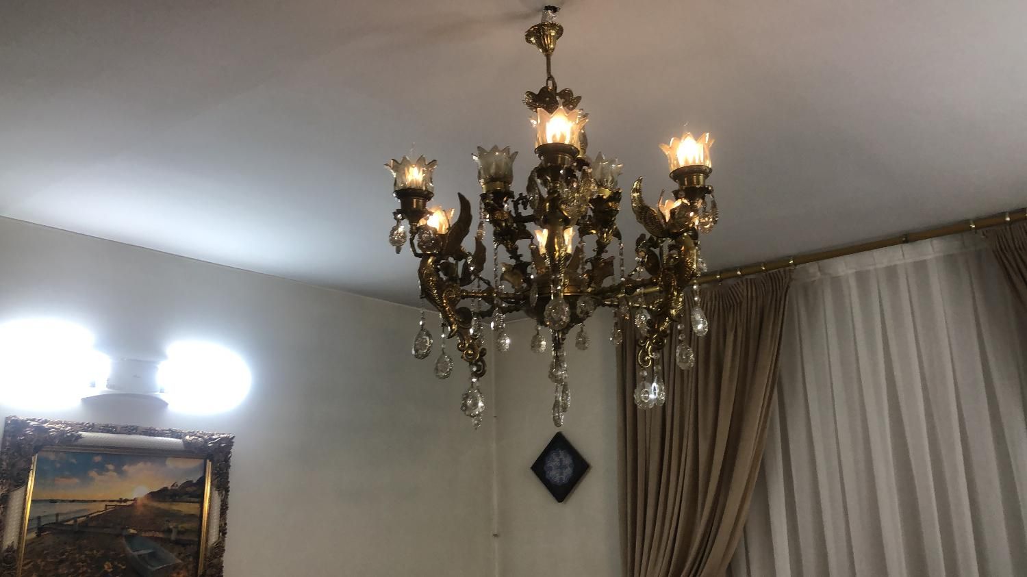 لوستر برنجی ۹شاخه طرح فرشته|لوستر و چراغ آویز|تهران, حافظیه|دیوار