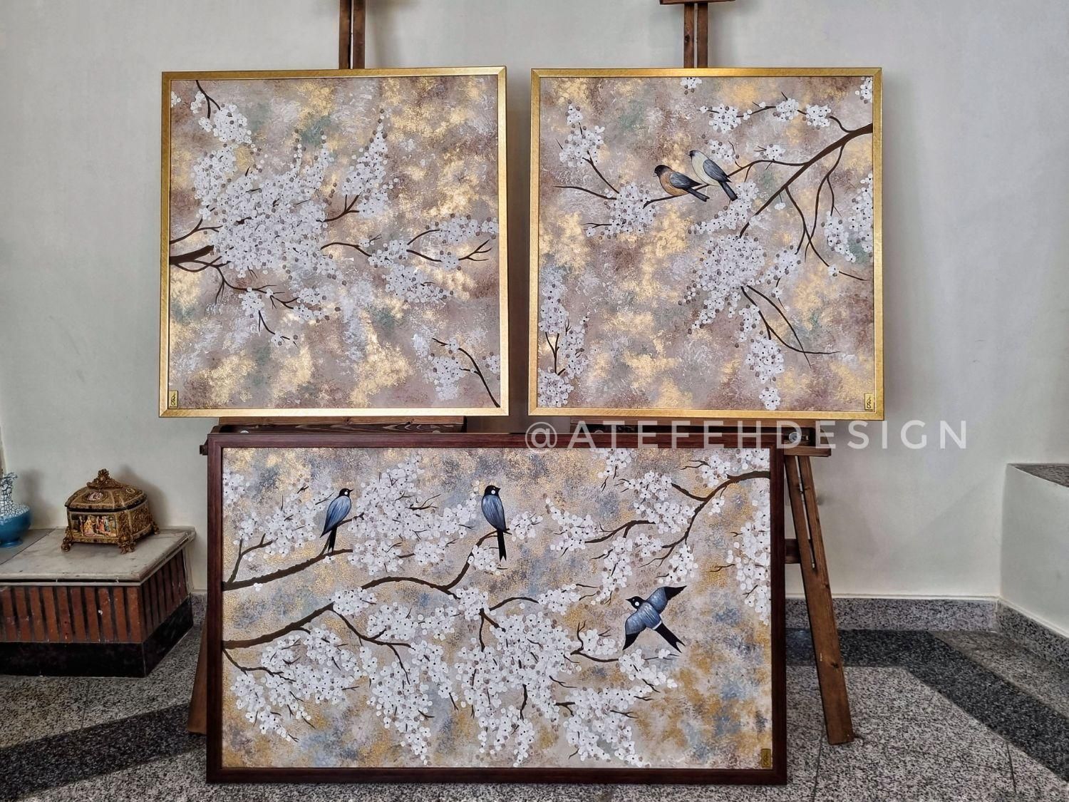 تابلو نقاشی برجسته *طرح شکوفه های سفید*|تابلو، نقاشی، عکس|تهران, عباس‌آباد|دیوار