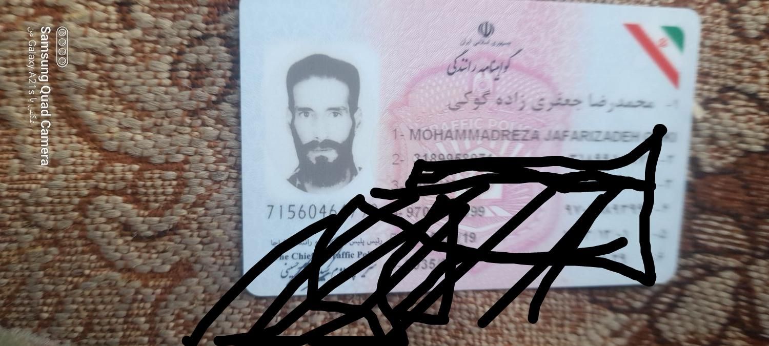 کارت ملی محمد رضا جعفری زاده گم شده|اشیا|کرمان, |دیوار