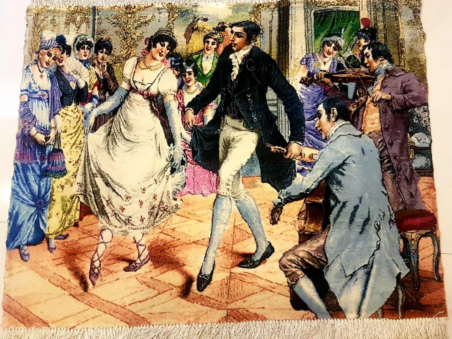 تابلو فرش دستباف چله ابریشم رقص فرانسوی ۱۳۰*۱۰۰|تابلو فرش|تهران, صادقیه|دیوار