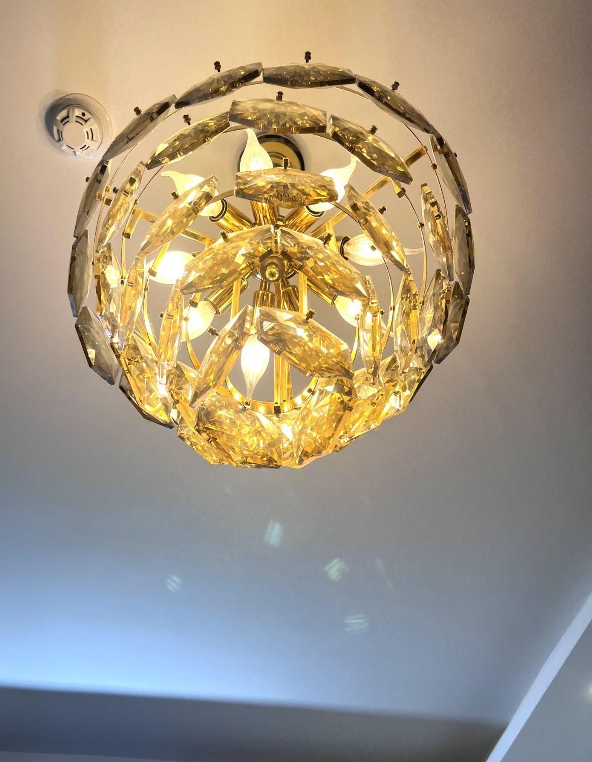 2 عدد لوستر کریستالی چند حلقه|لوستر و چراغ آویز|ساوه, |دیوار