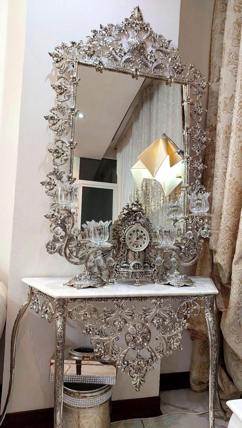 ست کامل آینه و شمعدون و ساعت تمام برنج|صنایع دستی و سایر لوازم تزئینی|اصفهان, احمدآباد|دیوار