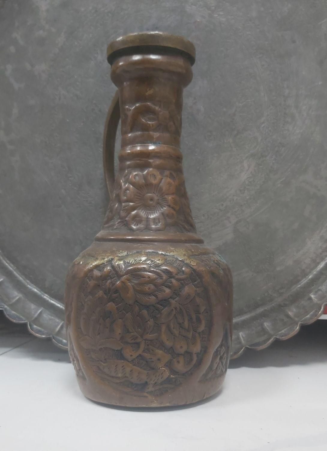 مجمع مسی پارچ سماور زغالی ورشو بروجرد و روسی کاسه|کلکسیون اشیاء عتیقه|رودهن, |دیوار