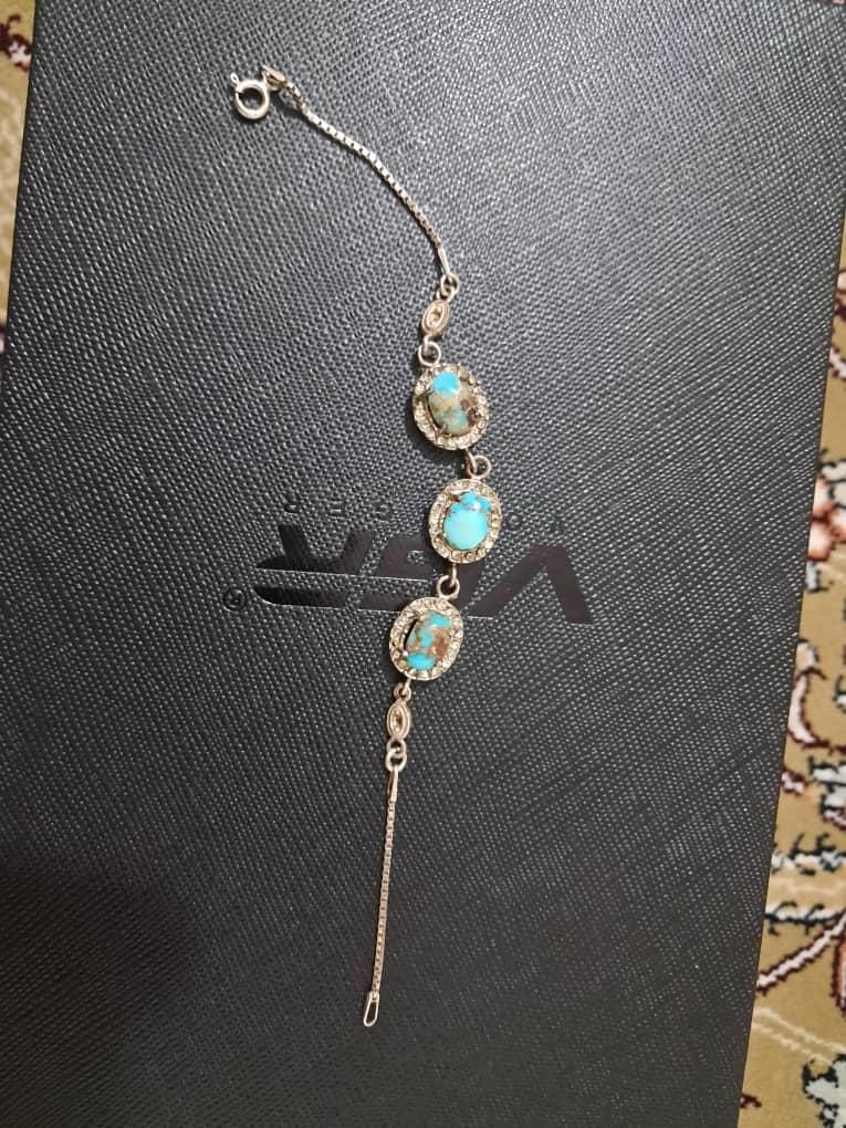 دستبند نقره با سنگ های فیروزه اصل|جواهرات|کرج, کمال‌شهر|دیوار