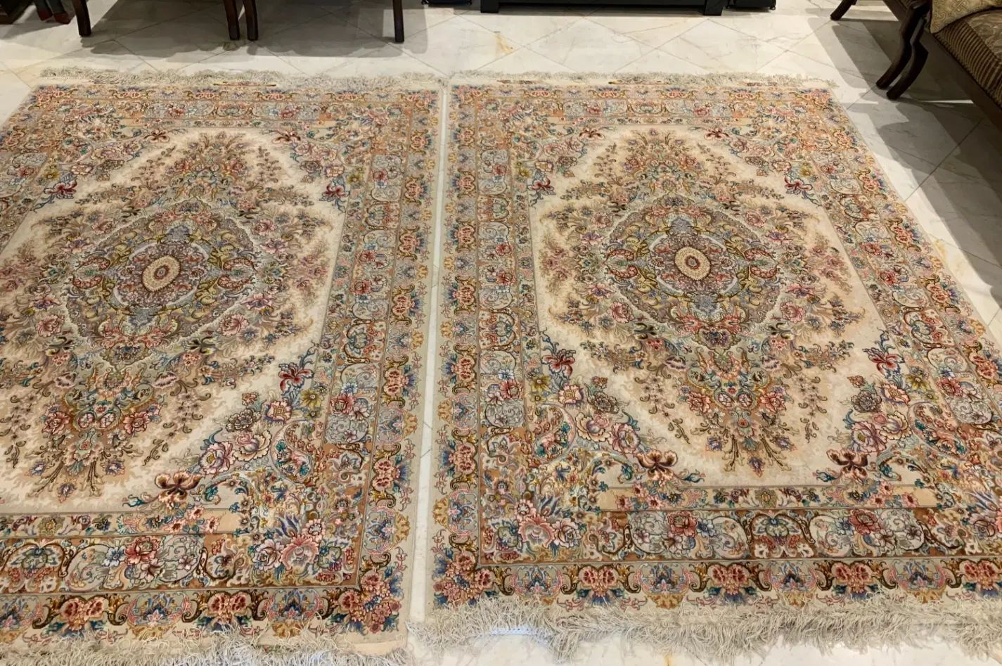 یک جفت قالیچه 3متری دستباف ابریشم تبریز خطیبی 60رج|فرش|تهران, تهرانپارس غربی|دیوار