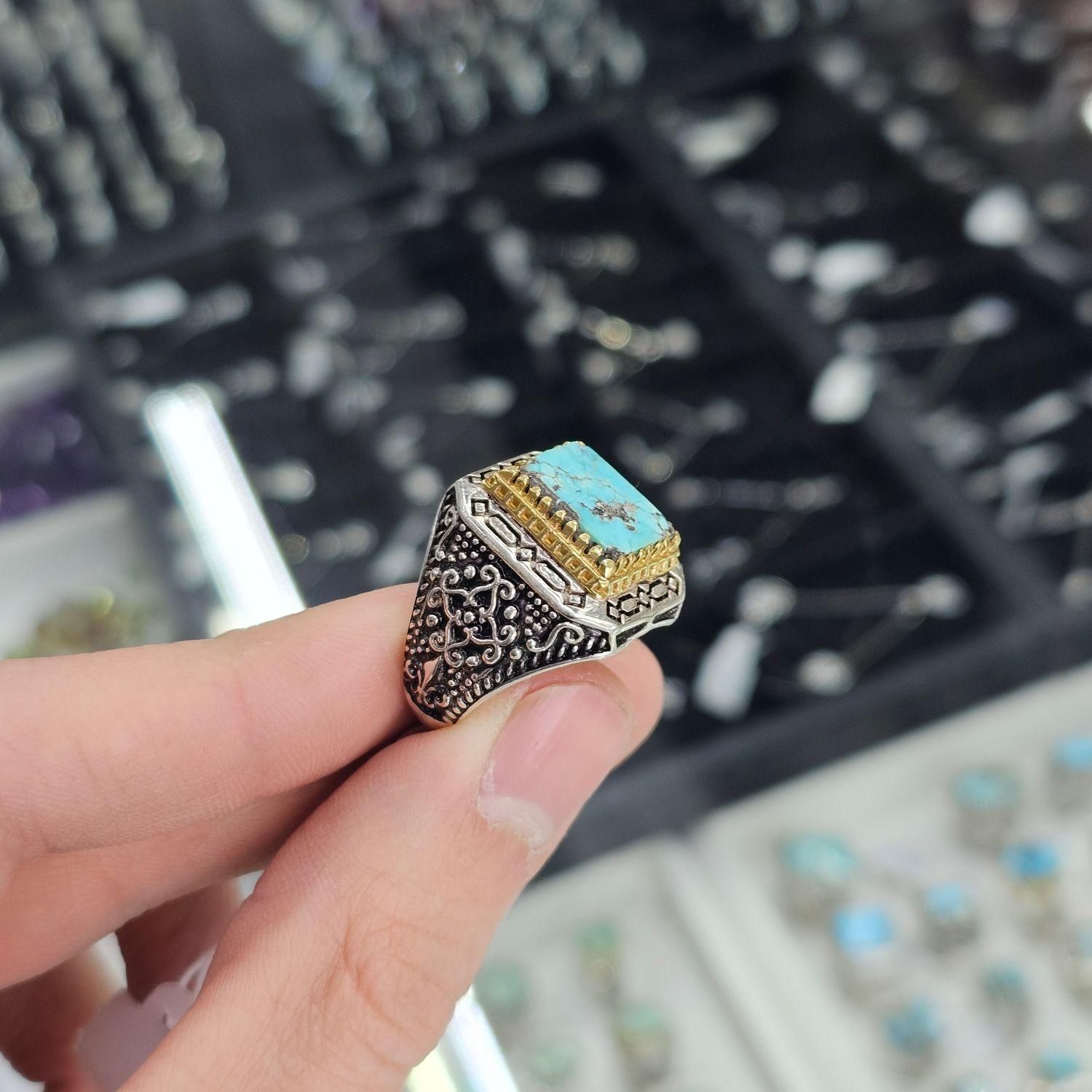 انگشتر نقره ۹۲۵ فیروزه نیشابور اصل مردانه|جواهرات|اصفهان, عسگریه|دیوار
