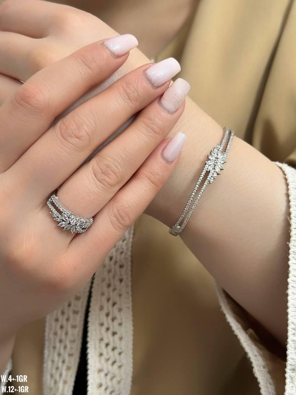 ست دستبند و انگشتر نقره امرالدکات فلاور emeralنقره|بدلیجات|تبریز, |دیوار