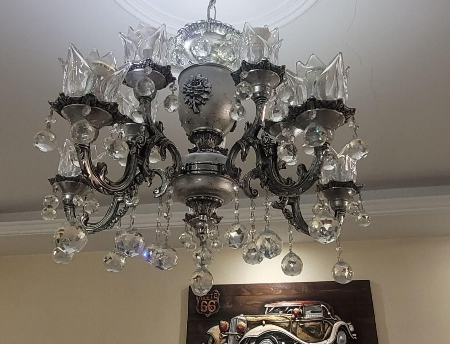 لوستر 10شاخه برنز|لوستر و چراغ آویز|اندیشه, شهرک صدف|دیوار