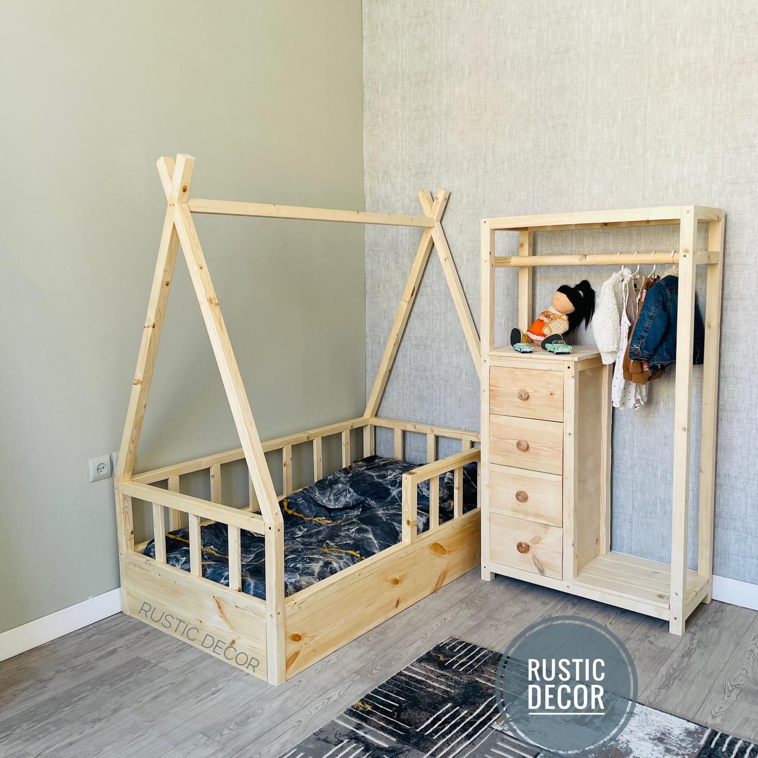 تخت خواب نوجوان مونته سوری روستیک دکور|تخت و سرویس خواب|تهران, یافت آباد جنوبی|دیوار