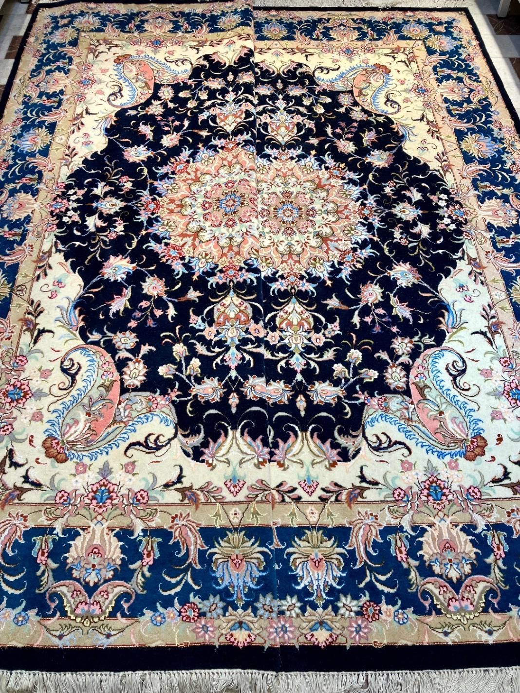 فرش دستباف جفت ۶ متری کاشمر سالاری سرمه ای دستبافت|فرش|تهران, مولوی|دیوار