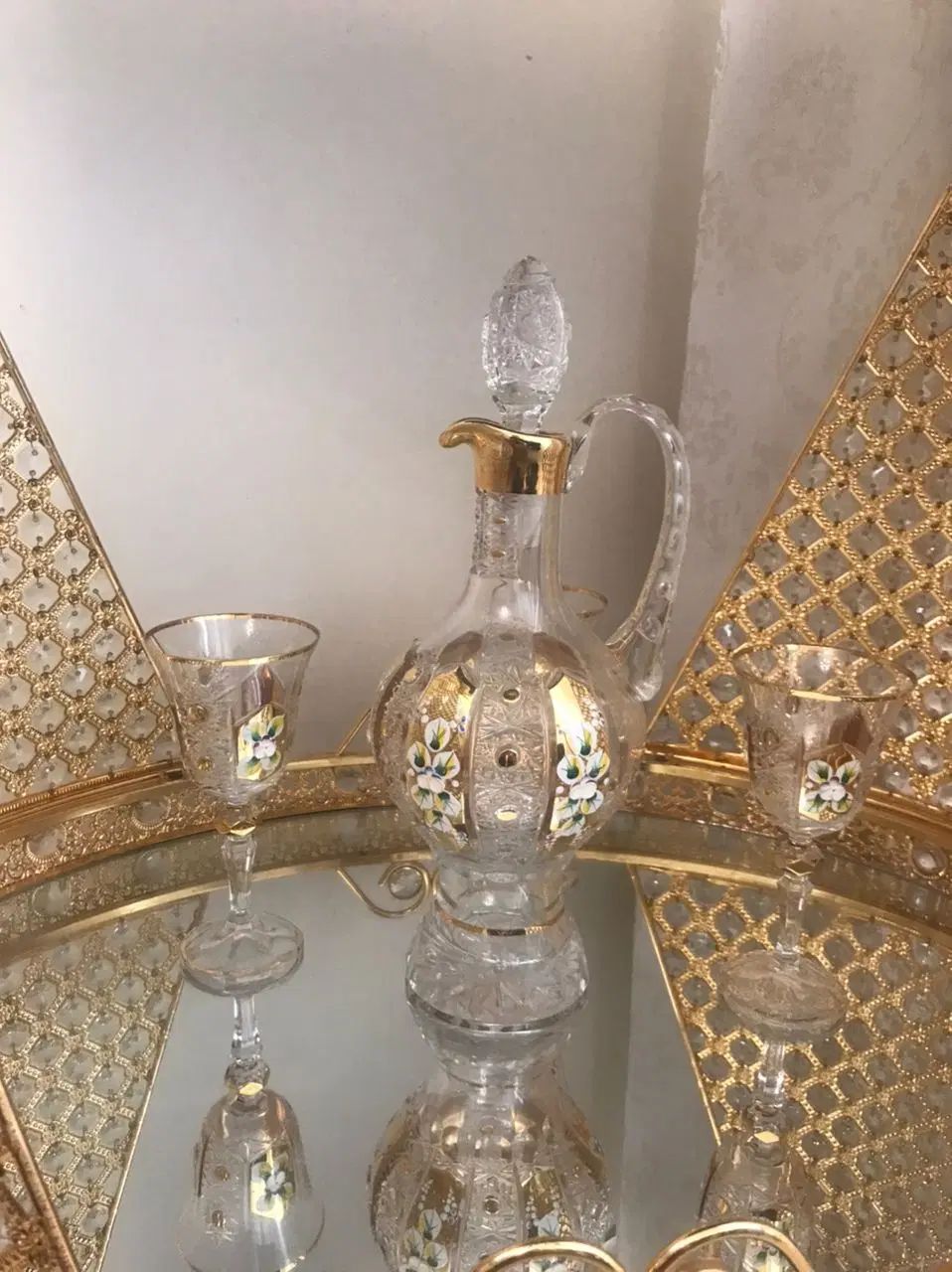 تنگ و سه تا گیلاس خوری طلا گوب اصل دست ساز قدیمی|کلکسیون اشیاء عتیقه|تهران, سلسبیل جنوبی|دیوار