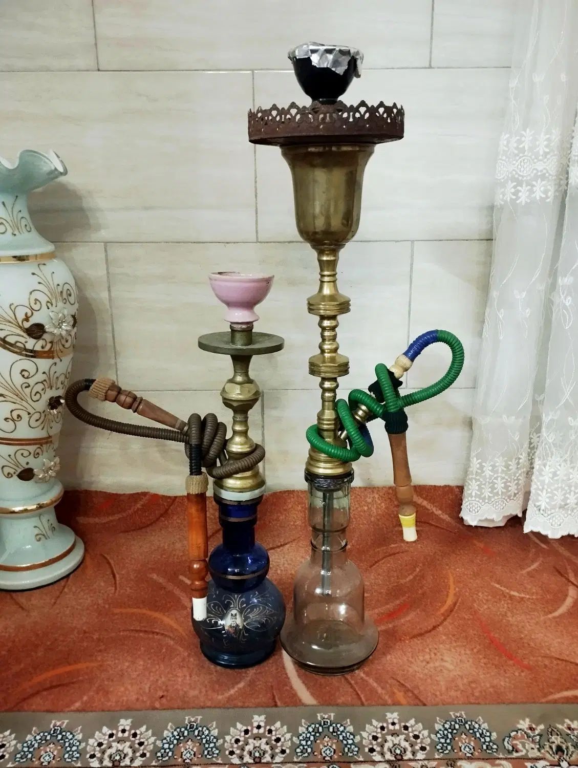 دو عدد قلیان تو پر سنگین برنجی اصل عربی|کلکسیون و سرگرمی|کرج, حصارک پایین|دیوار