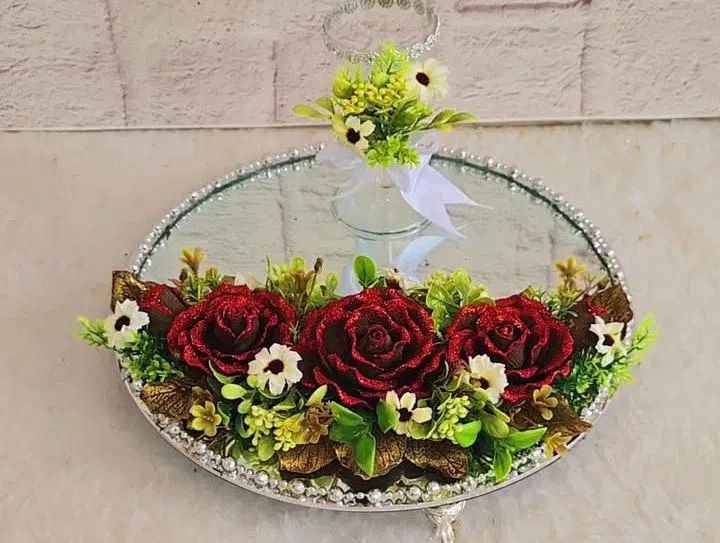 سینی حنا دسته گل شاباش گل ربانی ارسال رایگان|صنایع دستی و سایر لوازم تزئینی|مشهد, اروند|دیوار